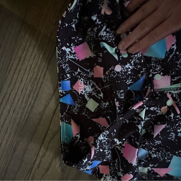 Zelos Athletic Printed Biker Shorts - Colorful Pattern Black Workout Yoga Size M - Picture 5 of 7